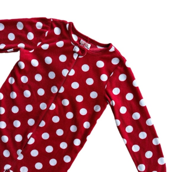Joe Fresh 5T Girls Fleece Zip Red Polka Dot Onesie Pajamas - Picture 2 of 5